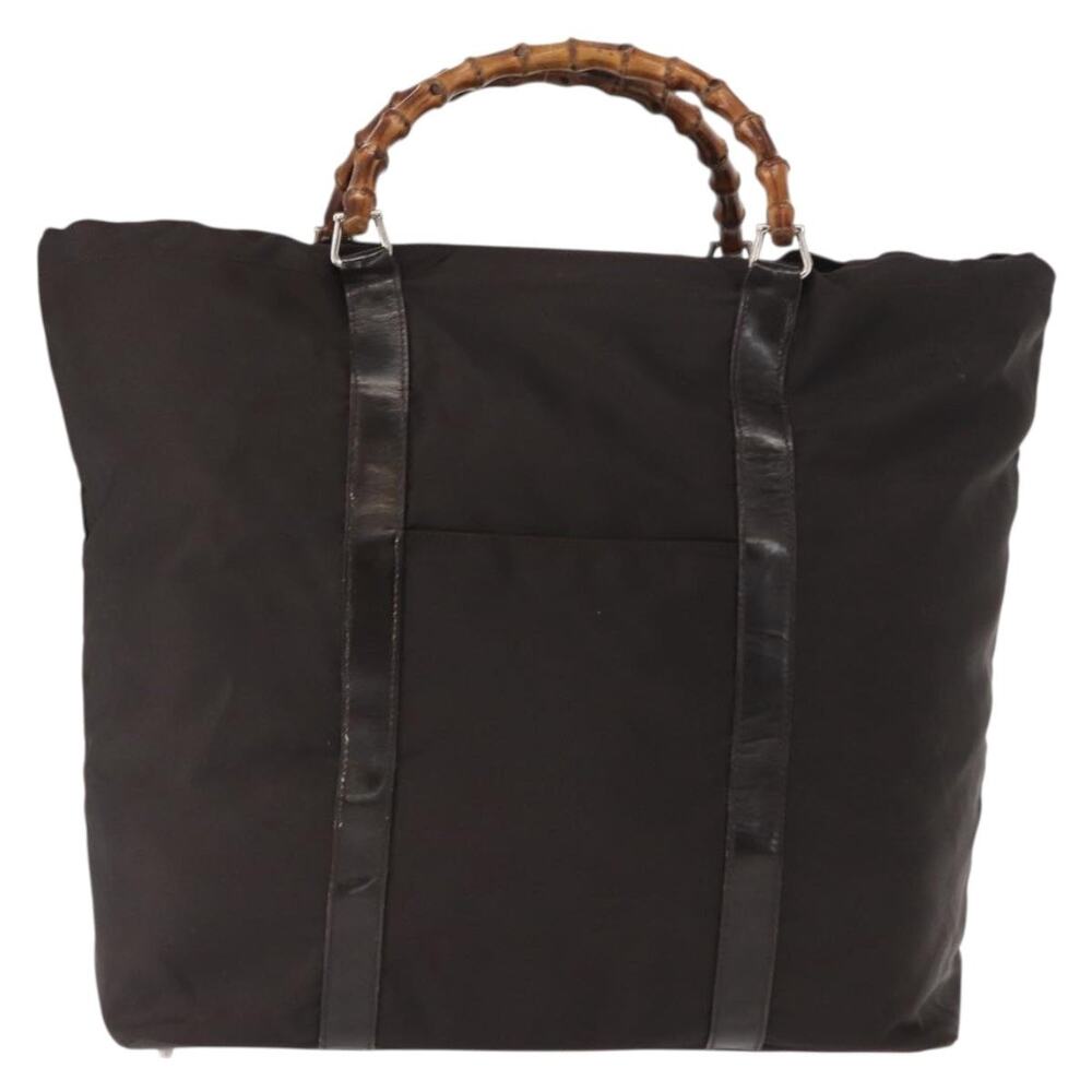 Gucci Bamboo Nylon Handbag Brown